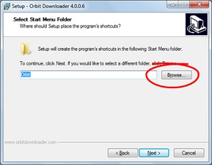 Tampilan memilih nama grup instalasi saat Proses instalasi Orbit Downloader (untuk mempercepat download)