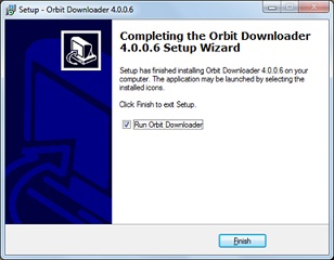 Tampilan Akhir saat Proses instalasi Orbit Downloader (untuk mempercepat download)