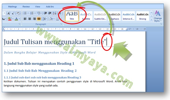 Cara Menggunakan Style Pada Dokumen Microsoft Word Cara Aimyaya