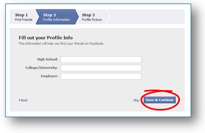 Cara Membuat Akun Facebook : Langkah 5. Pengisian Informasi Profil facebook